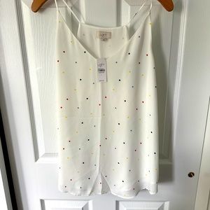 Loft White Polka Dot Tank - L
